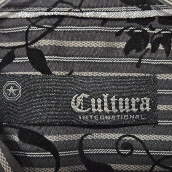 NWT MENS Cultura International button down with velvet like floral design - Picture 4 of 15